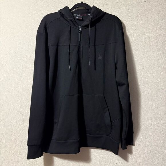 Spyder Active Black Full Zip Hooded Jacket Mens XL - Picture 1 of 4